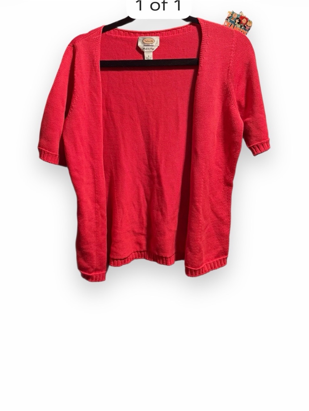 Talbots Short Sleeve Open-Front Cardigan in Coral
